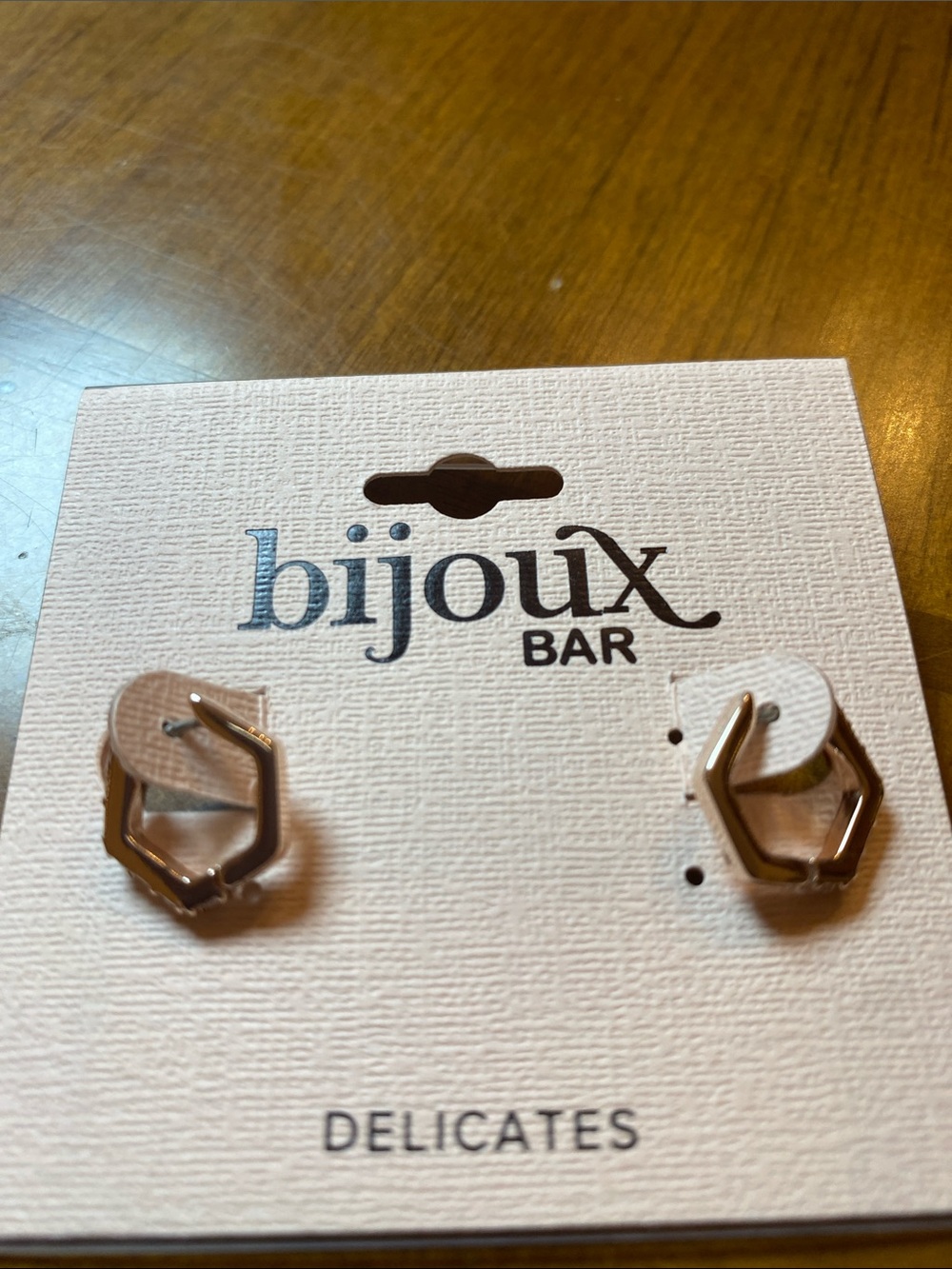 Bijoux Bar Delicate Gold Hexagon Hoop Earrings - Pinkish Gold
